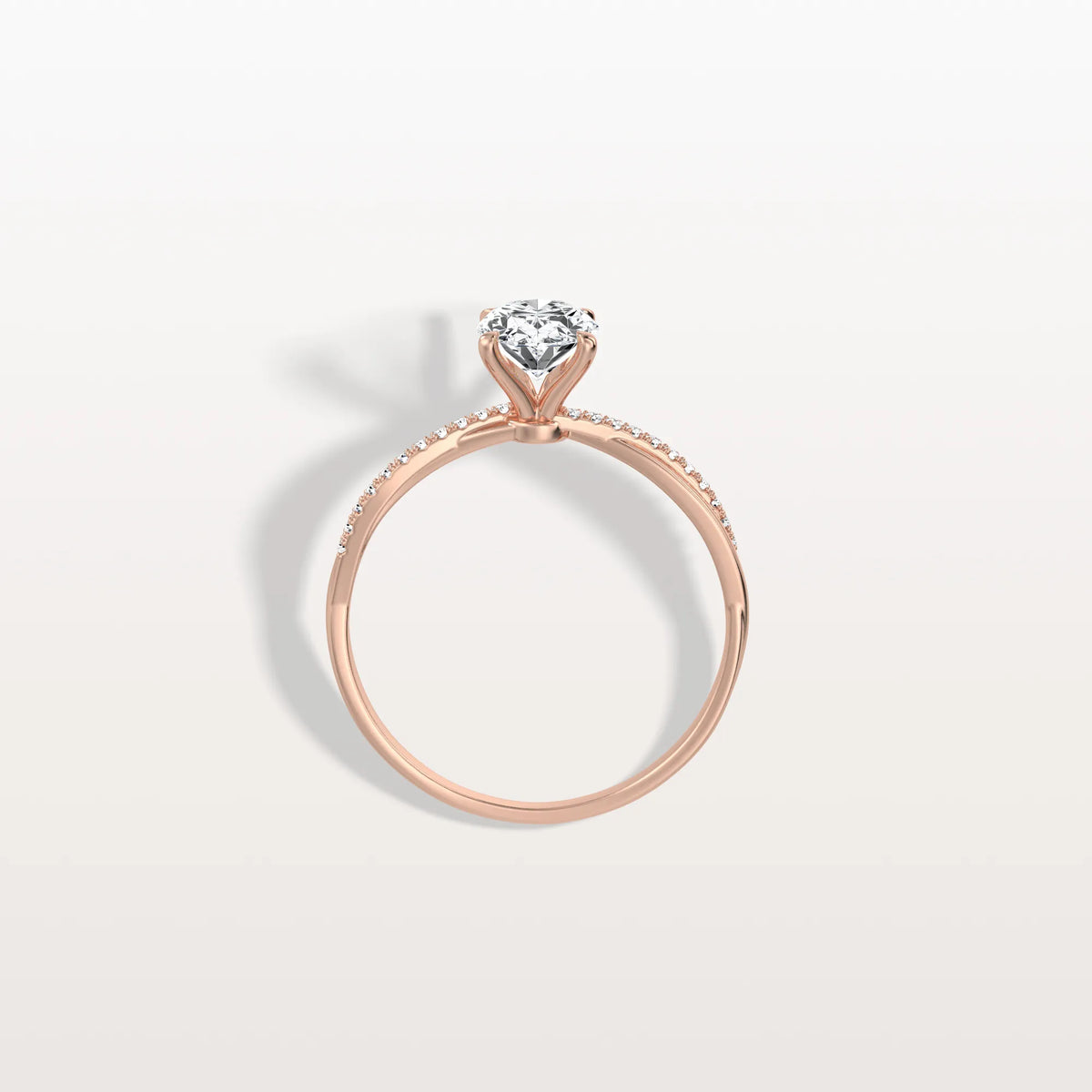 1CT Oval Cut Lab Diamond Twisted Engagement Ring In Solid Gold/Platinum - Rings