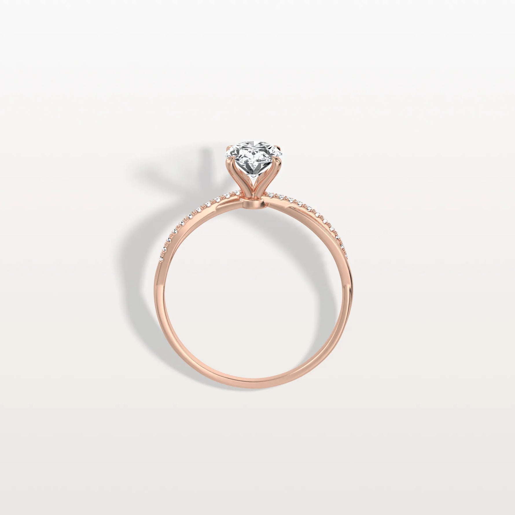 1CT Oval Cut Lab Diamond Twisted Engagement Ring In Solid Gold/Platinum - Rings