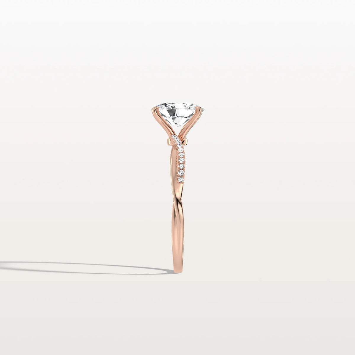 1CT Oval Cut Lab Diamond Twisted Engagement Ring In Solid Gold/Platinum - Rings