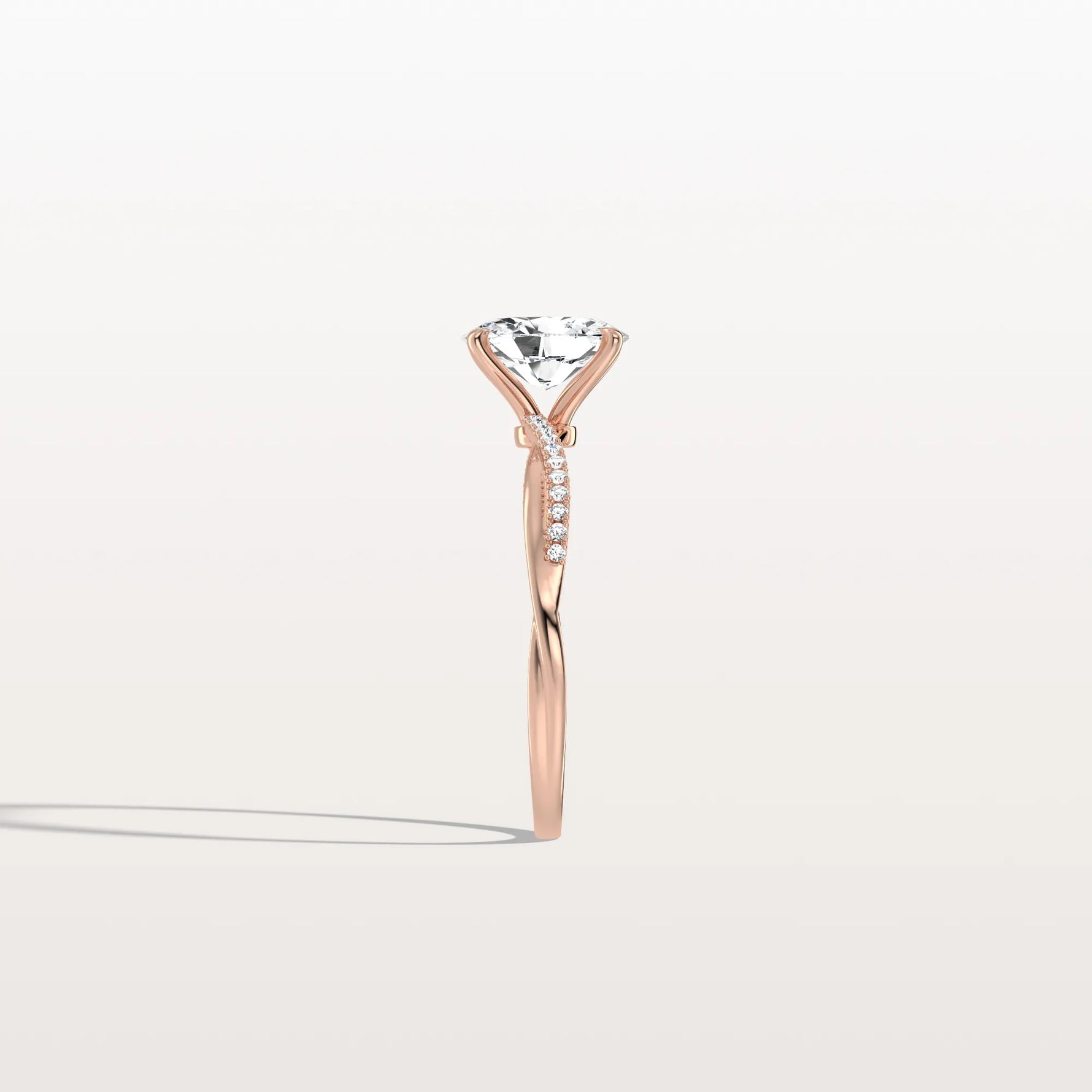 1CT Oval Cut Lab Diamond Twisted Engagement Ring In Solid Gold/Platinum - Rings