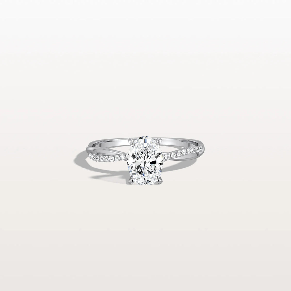 1CT Oval Cut Lab Diamond Twisted Engagement Ring In Solid Gold/Platinum - Rings