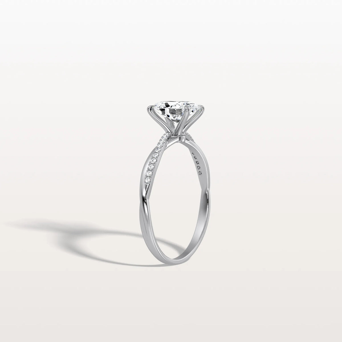 1CT Oval Cut Lab Diamond Twisted Engagement Ring In Solid Gold/Platinum - Rings