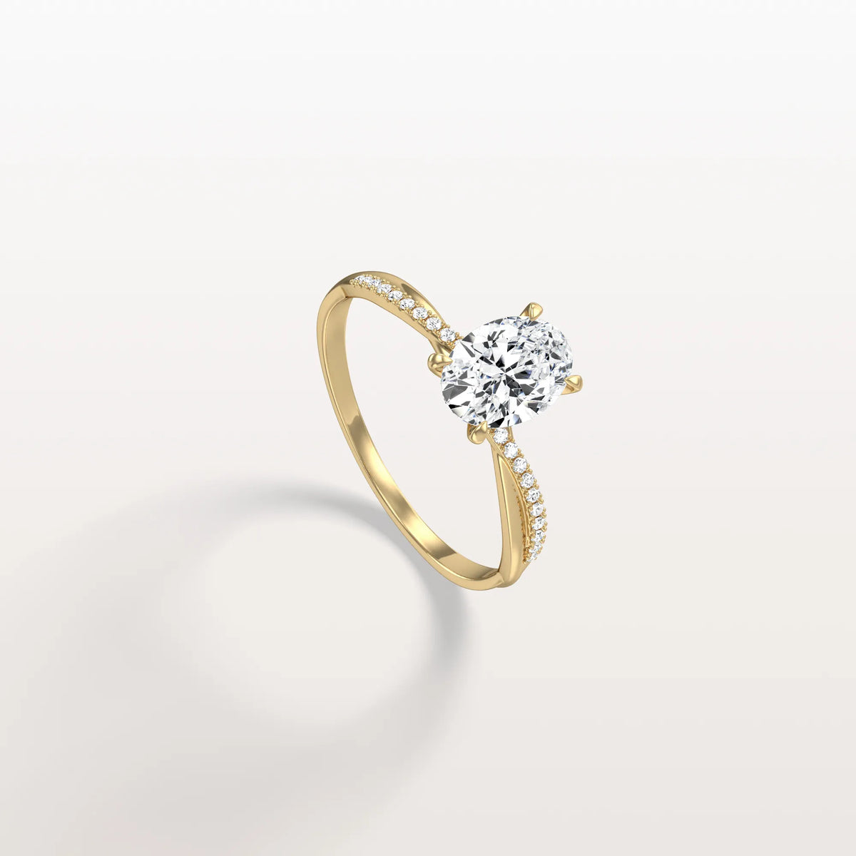1CT Oval Cut Lab Diamond Twisted Engagement Ring In Solid Gold/Platinum - Rings