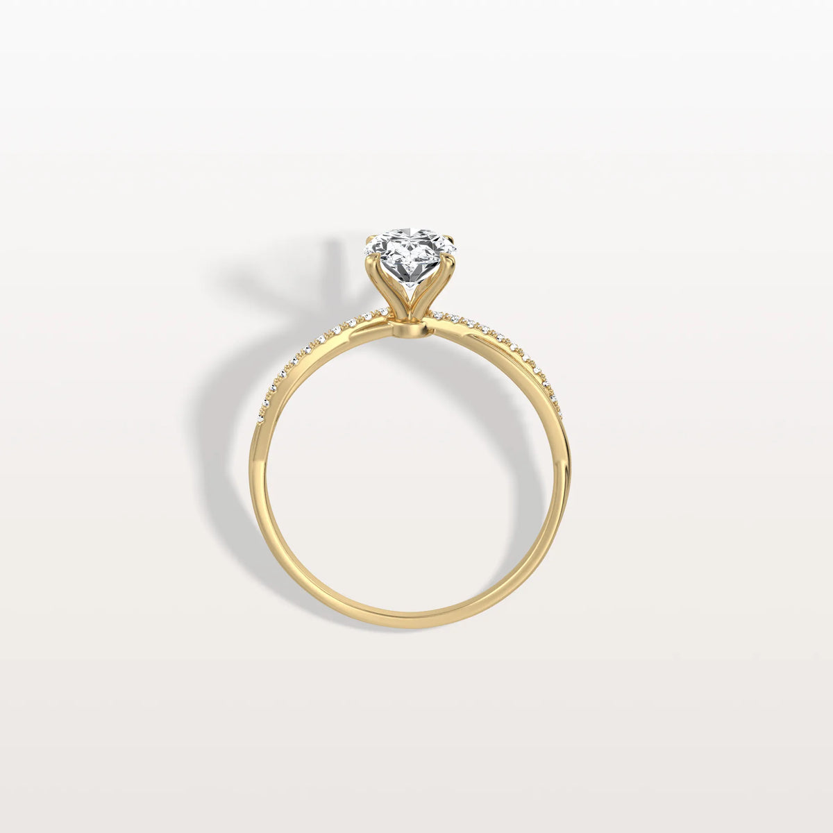 1CT Oval Cut Lab Diamond Twisted Engagement Ring In Solid Gold/Platinum - Rings