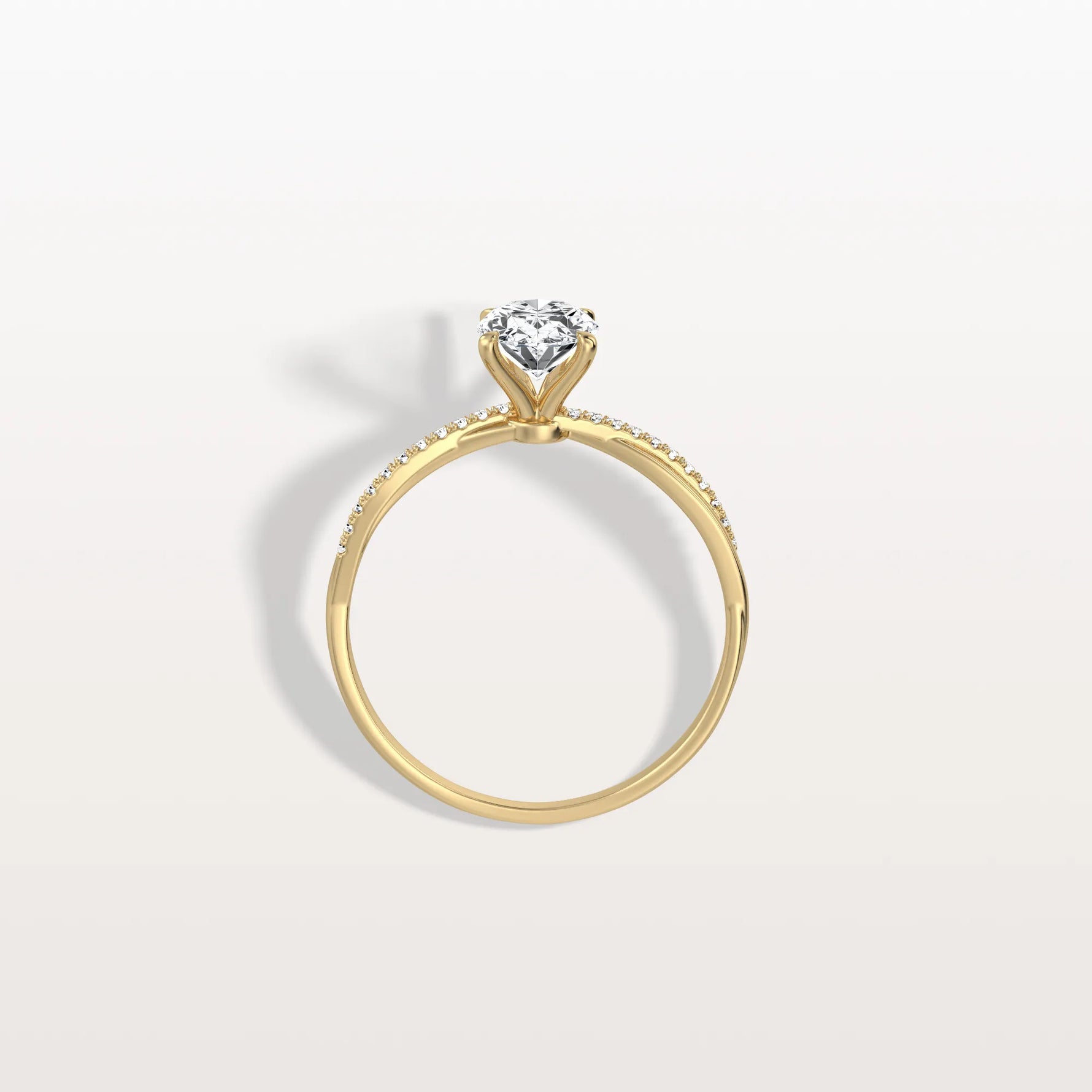 1CT Oval Cut Lab Diamond Twisted Engagement Ring In Solid Gold/Platinum - Rings