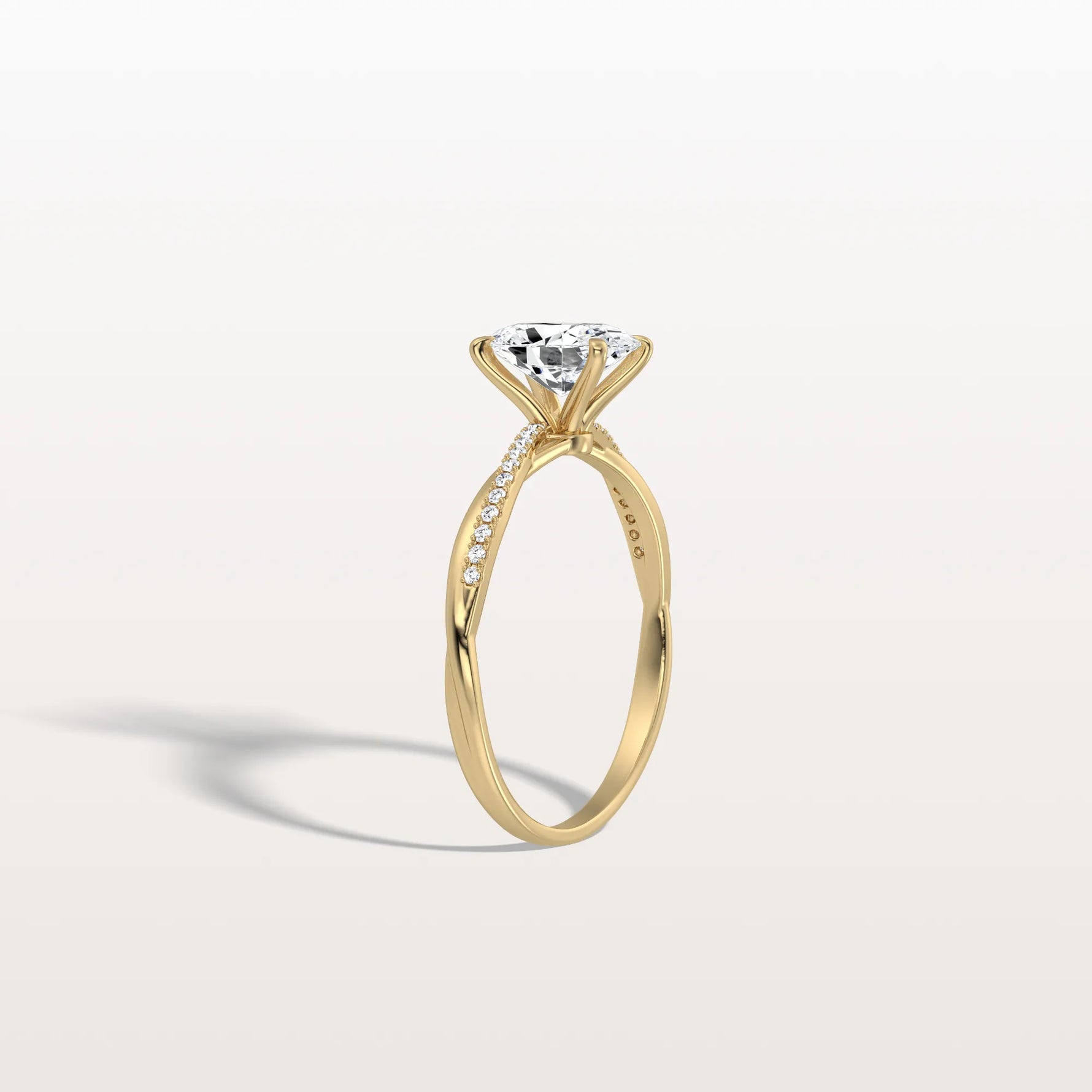 1CT Oval Cut Lab Diamond Twisted Engagement Ring In Solid Gold/Platinum - Rings
