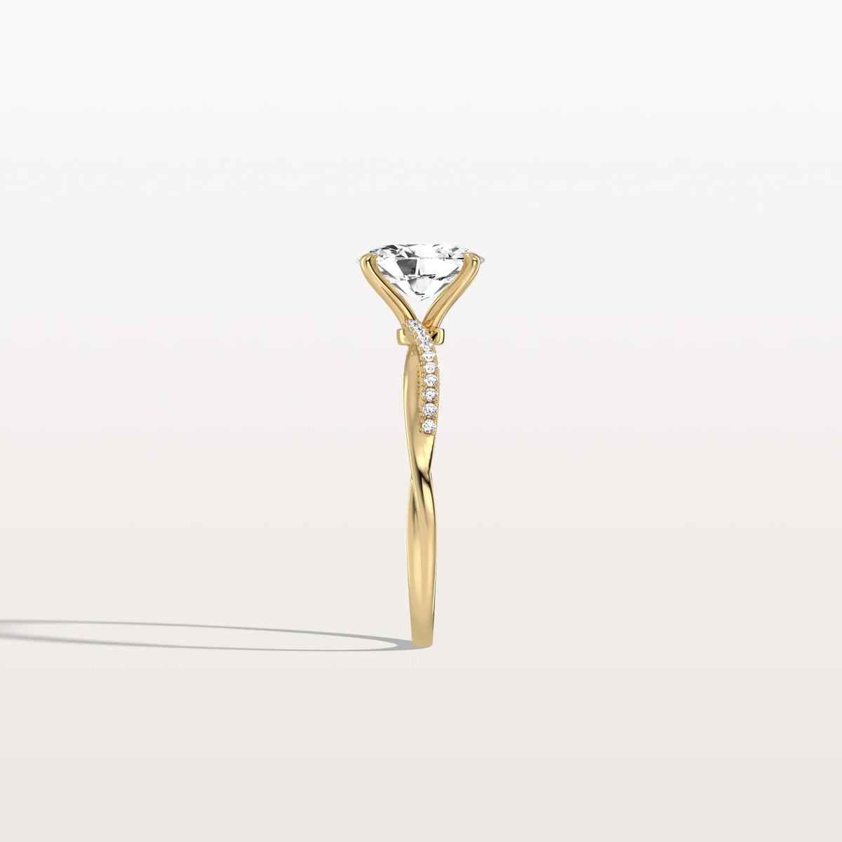 1CT Oval Cut Lab Diamond Twisted Engagement Ring In Solid Gold/Platinum - Rings