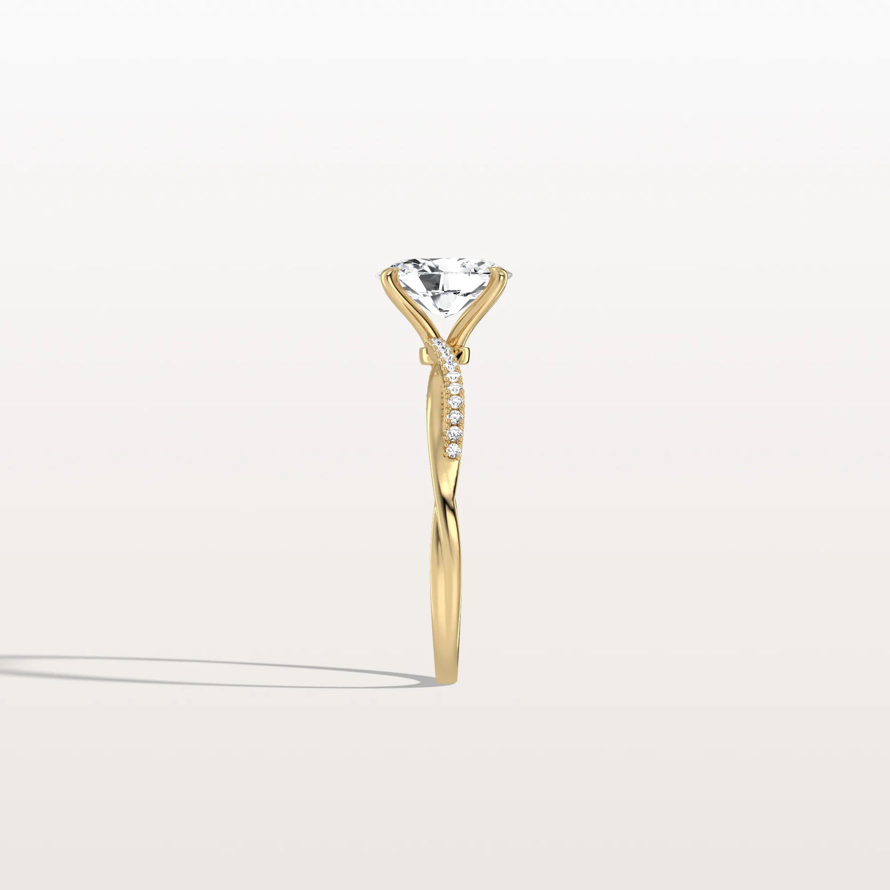 1CT Oval Cut Lab Diamond Twisted Engagement Ring In Solid Gold/Platinum - Rings
