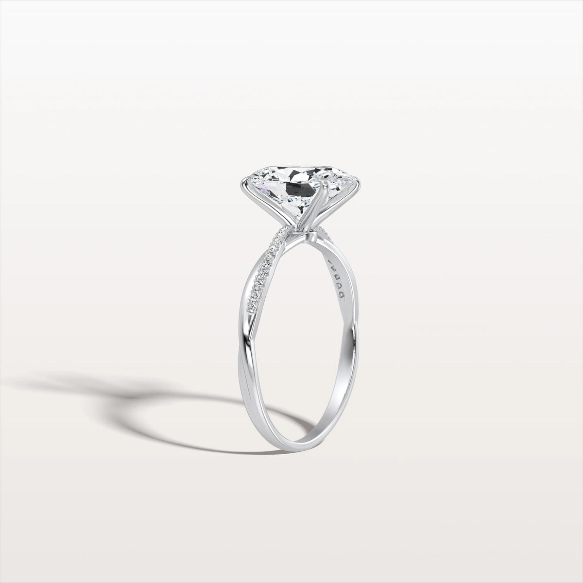 2CT Oval Cut Lab Diamond Twisted Engagement Ring In Solid Gold/Platinum - Rings