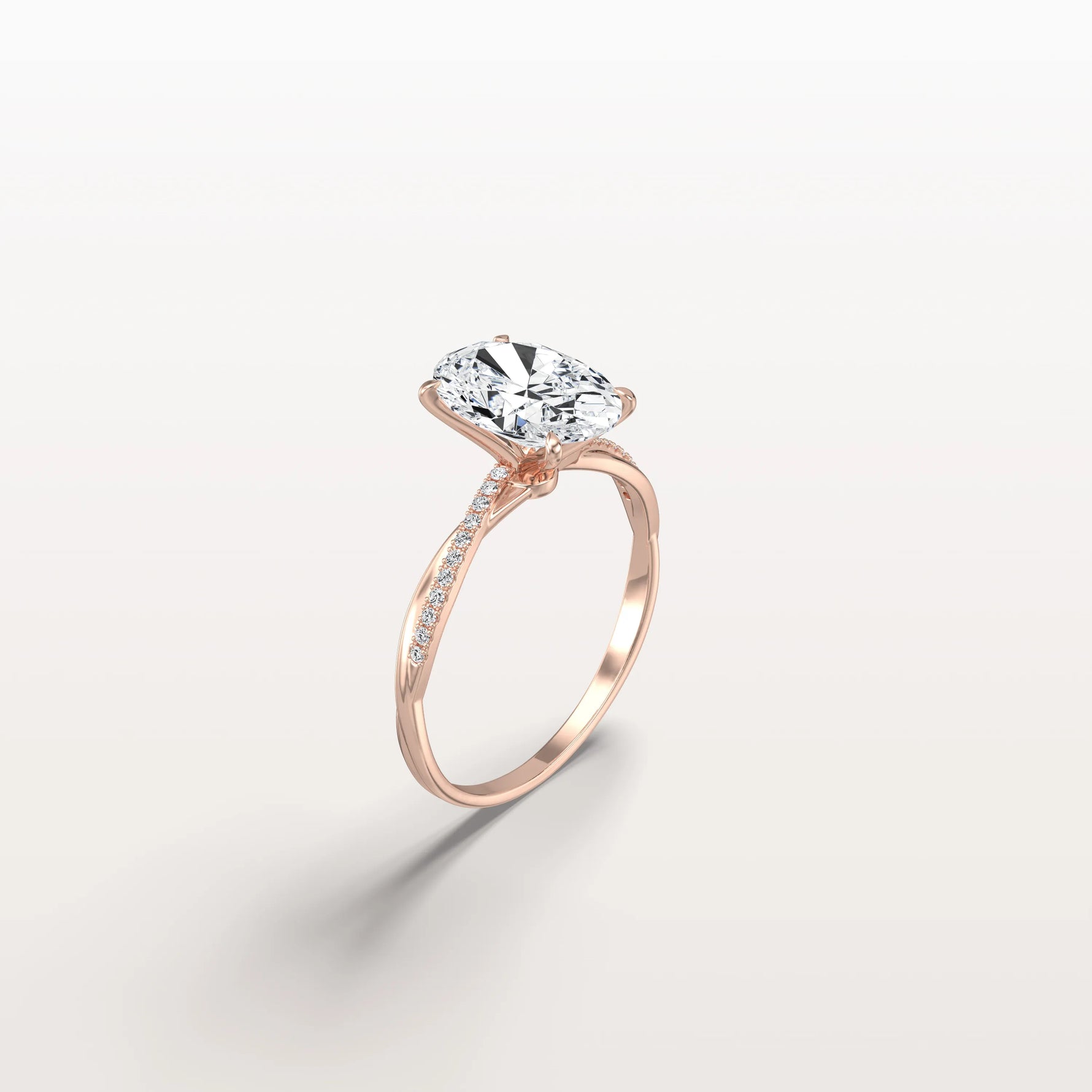 2CT Oval Cut Lab Diamond Twisted Engagement Ring In Solid Gold/Platinum - Rings