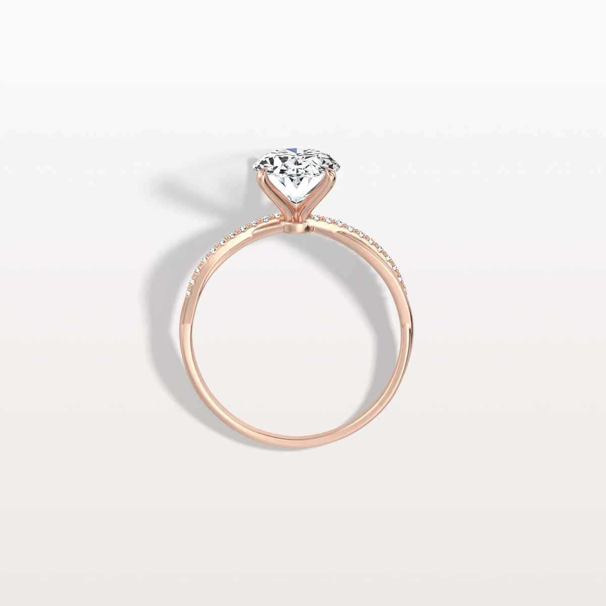 2CT Oval Cut Lab Diamond Twisted Engagement Ring In Solid Gold/Platinum - Rings