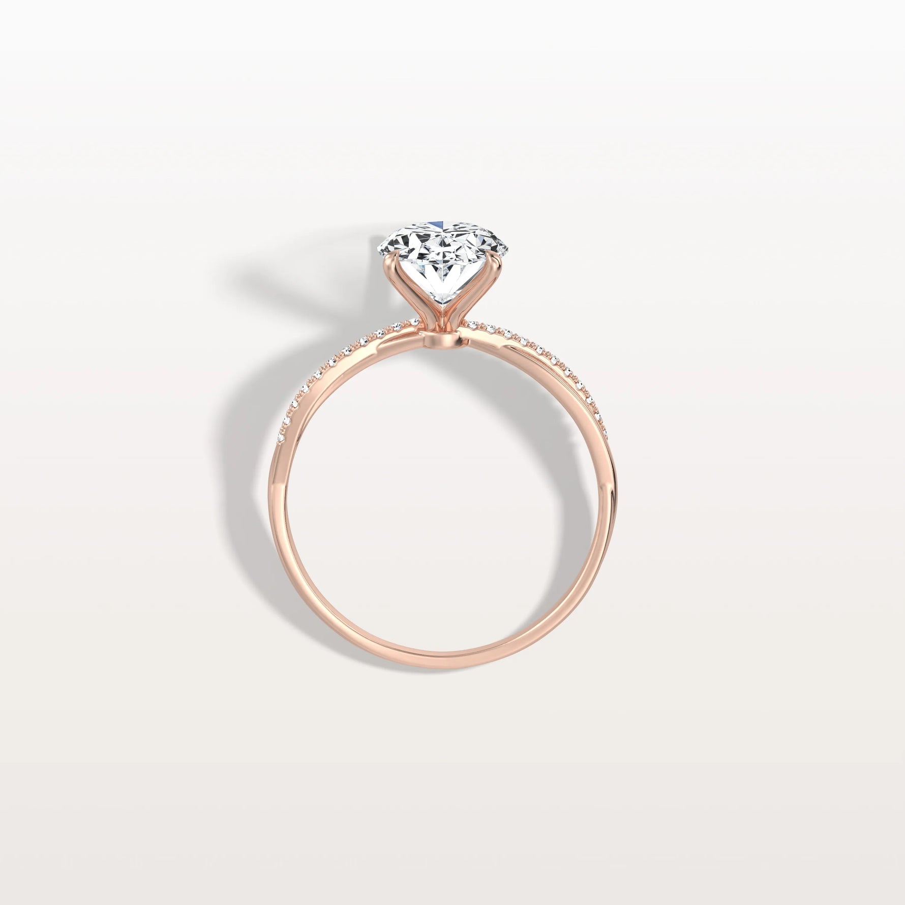 2CT Oval Cut Lab Diamond Twisted Engagement Ring In Solid Gold/Platinum - Rings