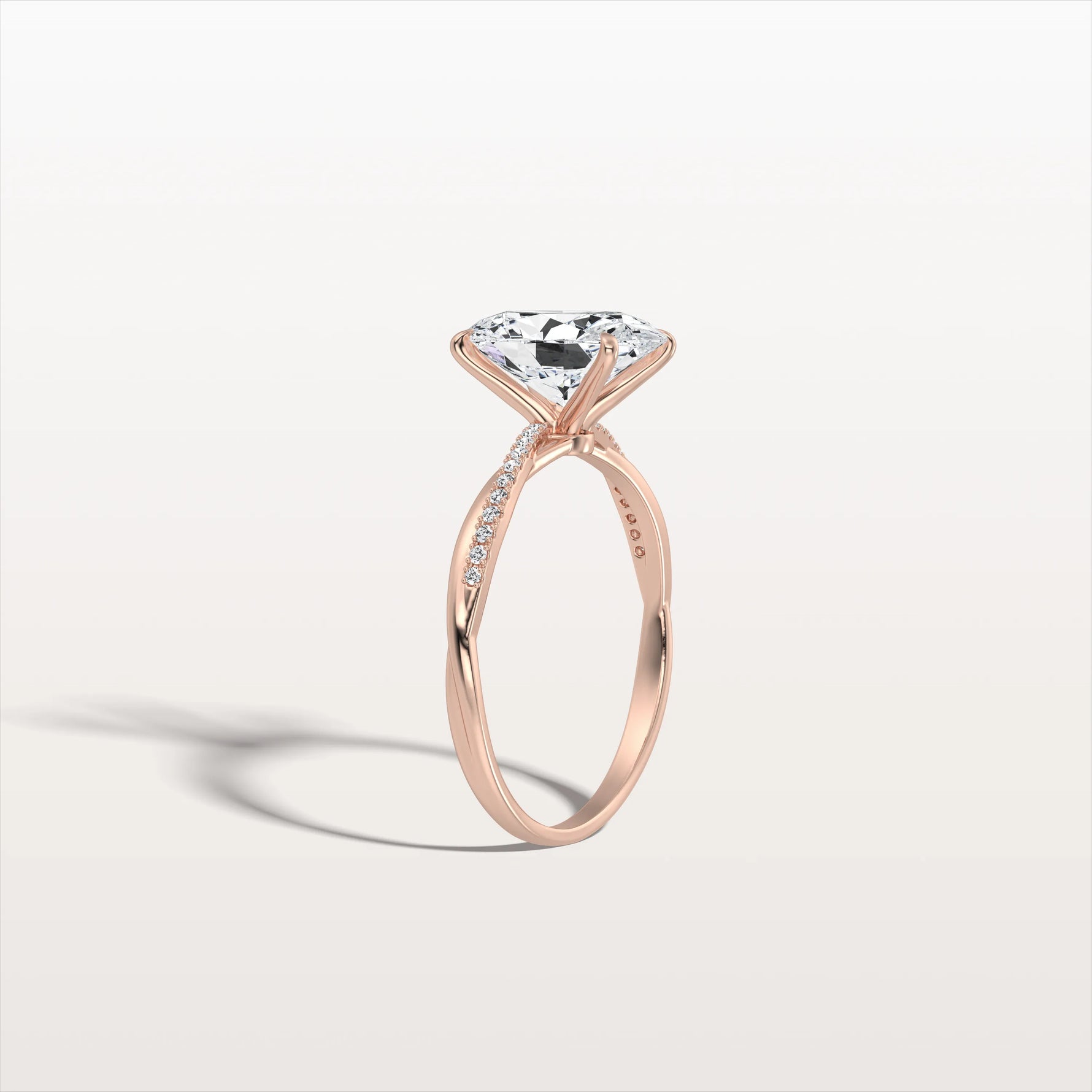 2CT Oval Cut Lab Diamond Twisted Engagement Ring In Solid Gold/Platinum - Rings
