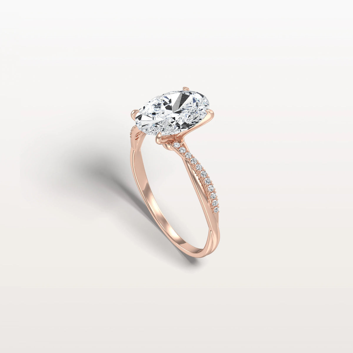 2CT Oval Cut Lab Diamond Twisted Engagement Ring In Solid Gold/Platinum - Rings