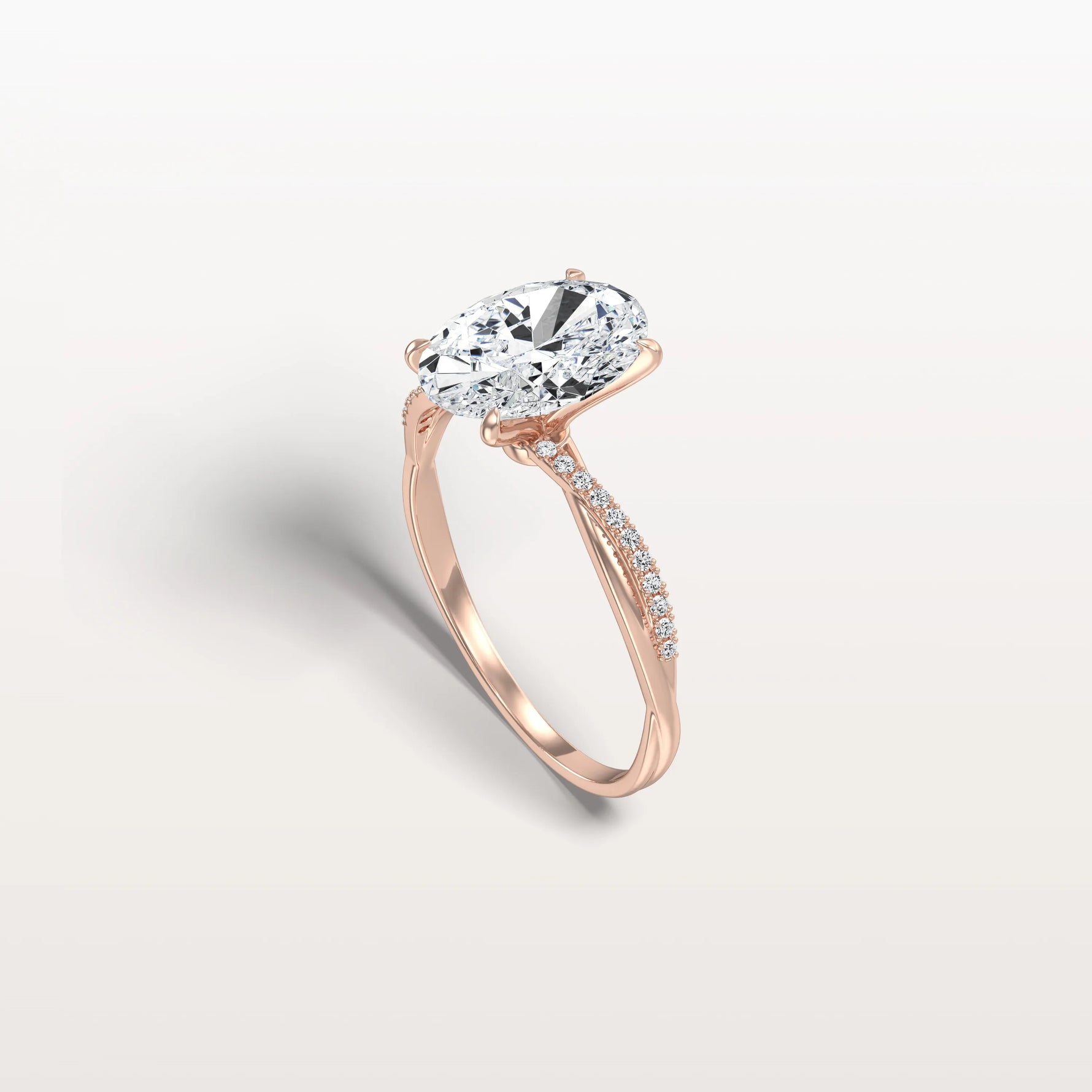 2CT Oval Cut Lab Diamond Twisted Engagement Ring In Solid Gold/Platinum - Rings