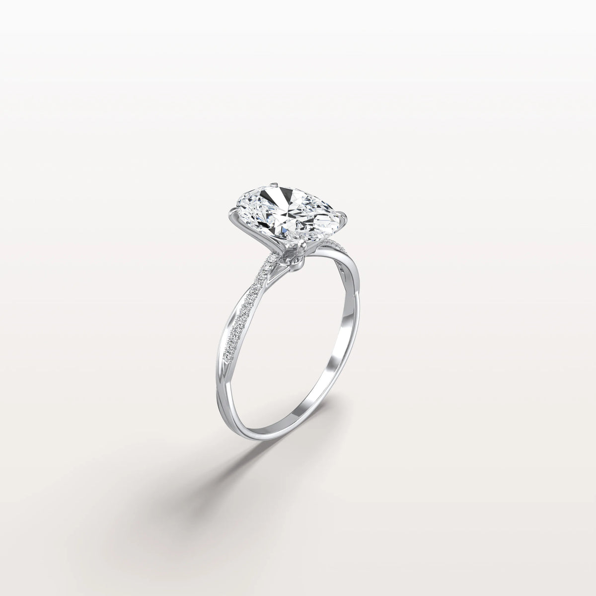 2CT Oval Cut Lab Diamond Twisted Engagement Ring In Solid Gold/Platinum - Rings
