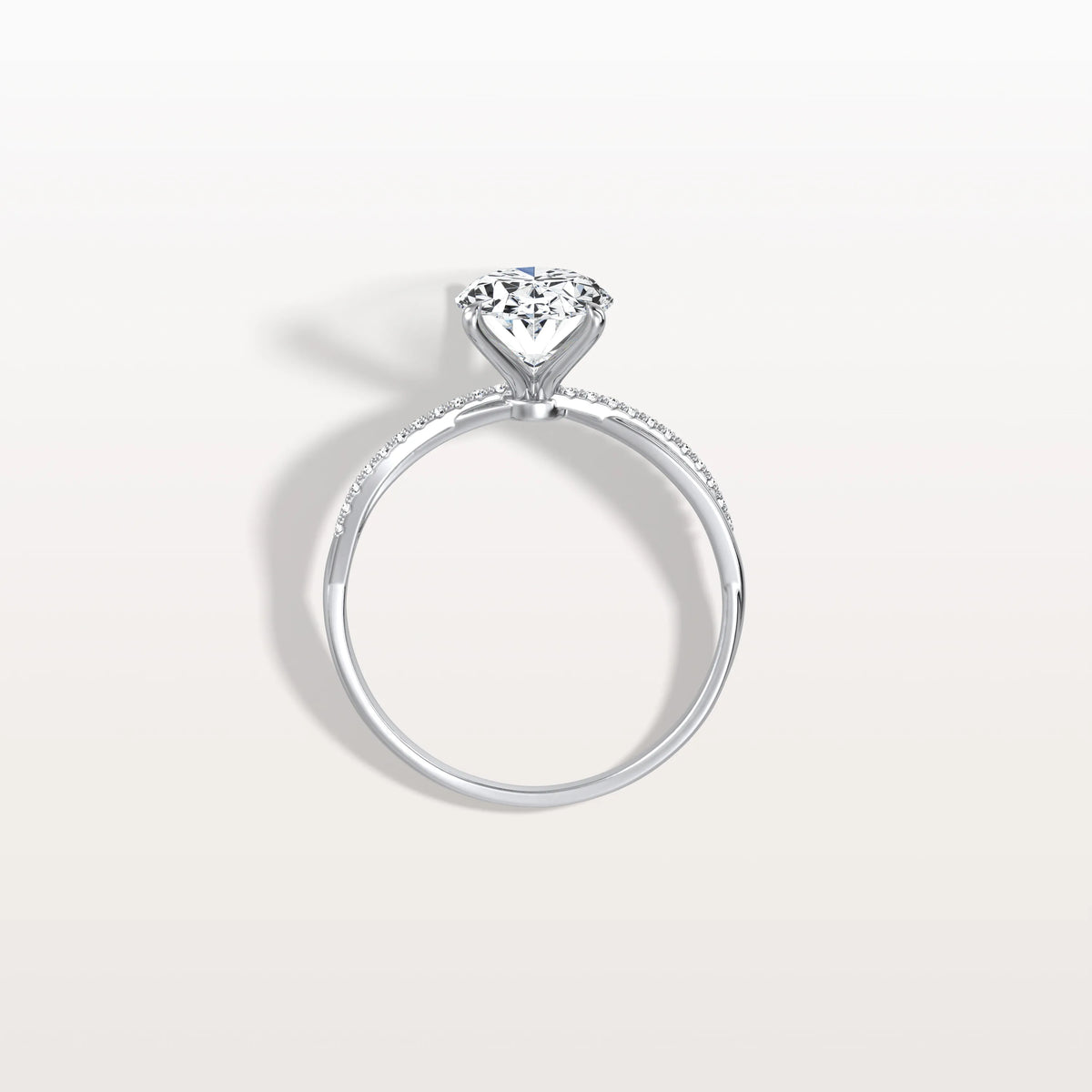 2CT Oval Cut Lab Diamond Twisted Engagement Ring In Solid Gold/Platinum - Rings