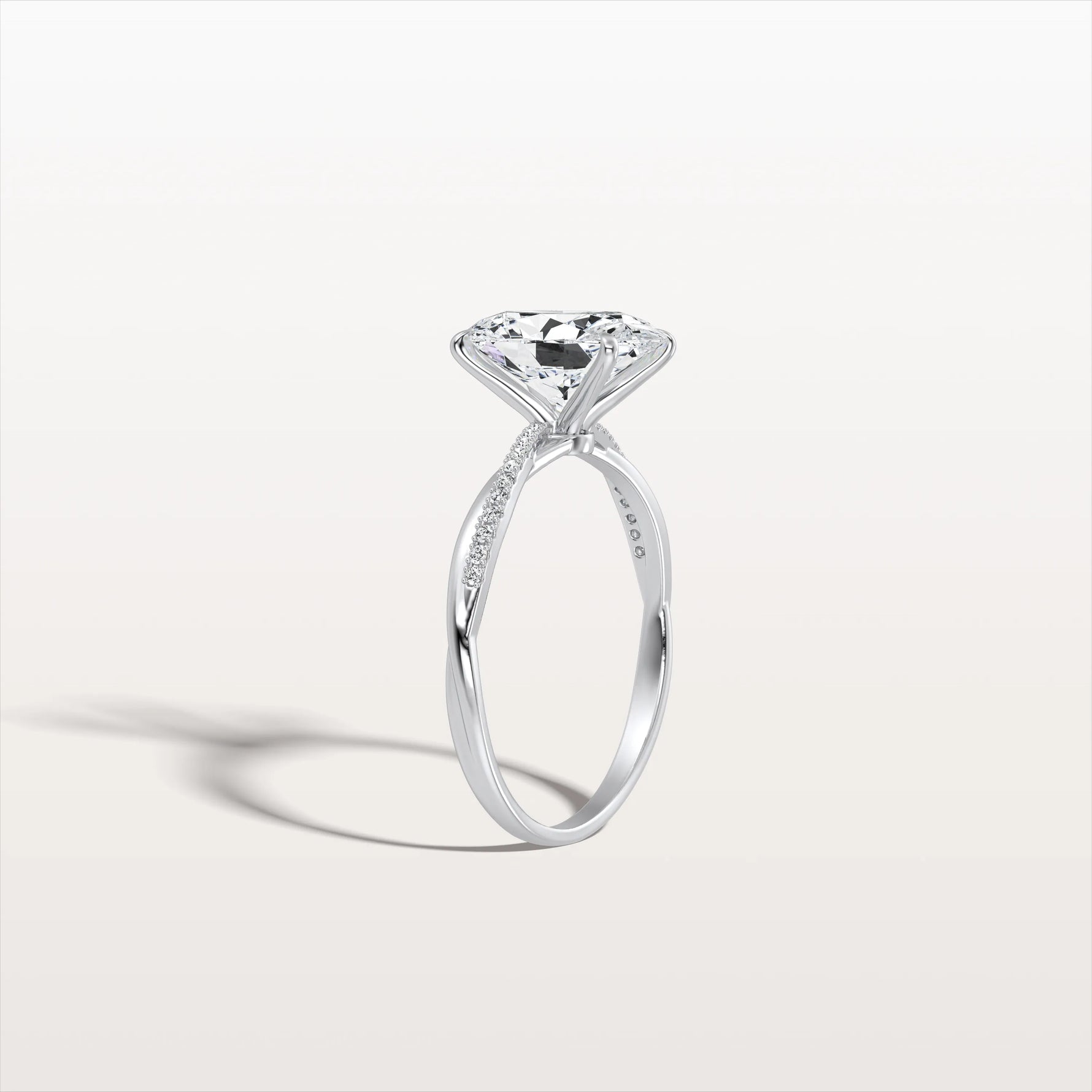 2CT Oval Cut Lab Diamond Twisted Engagement Ring In Solid Gold/Platinum - Rings