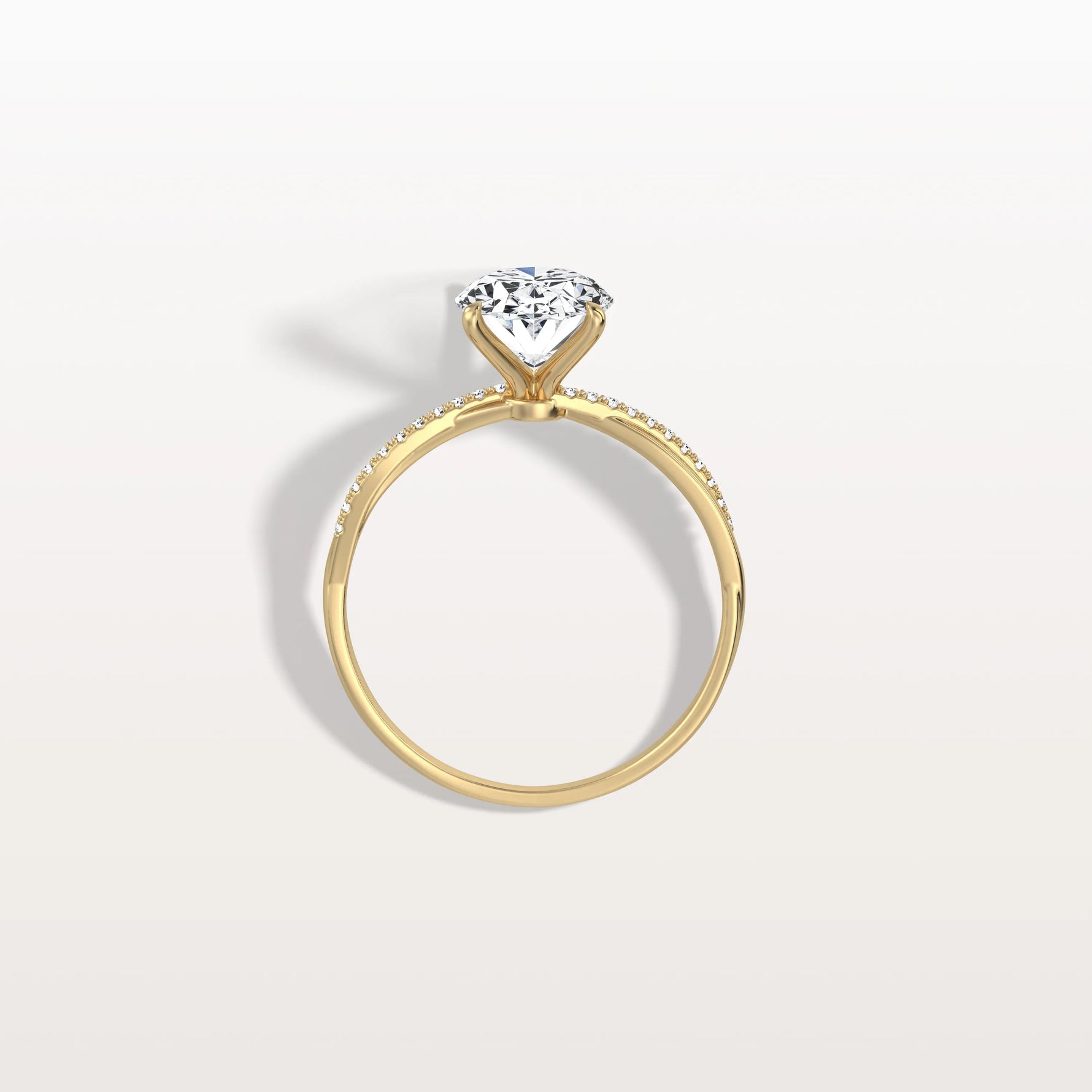 2CT Oval Cut Lab Diamond Twisted Engagement Ring In Solid Gold/Platinum - Rings