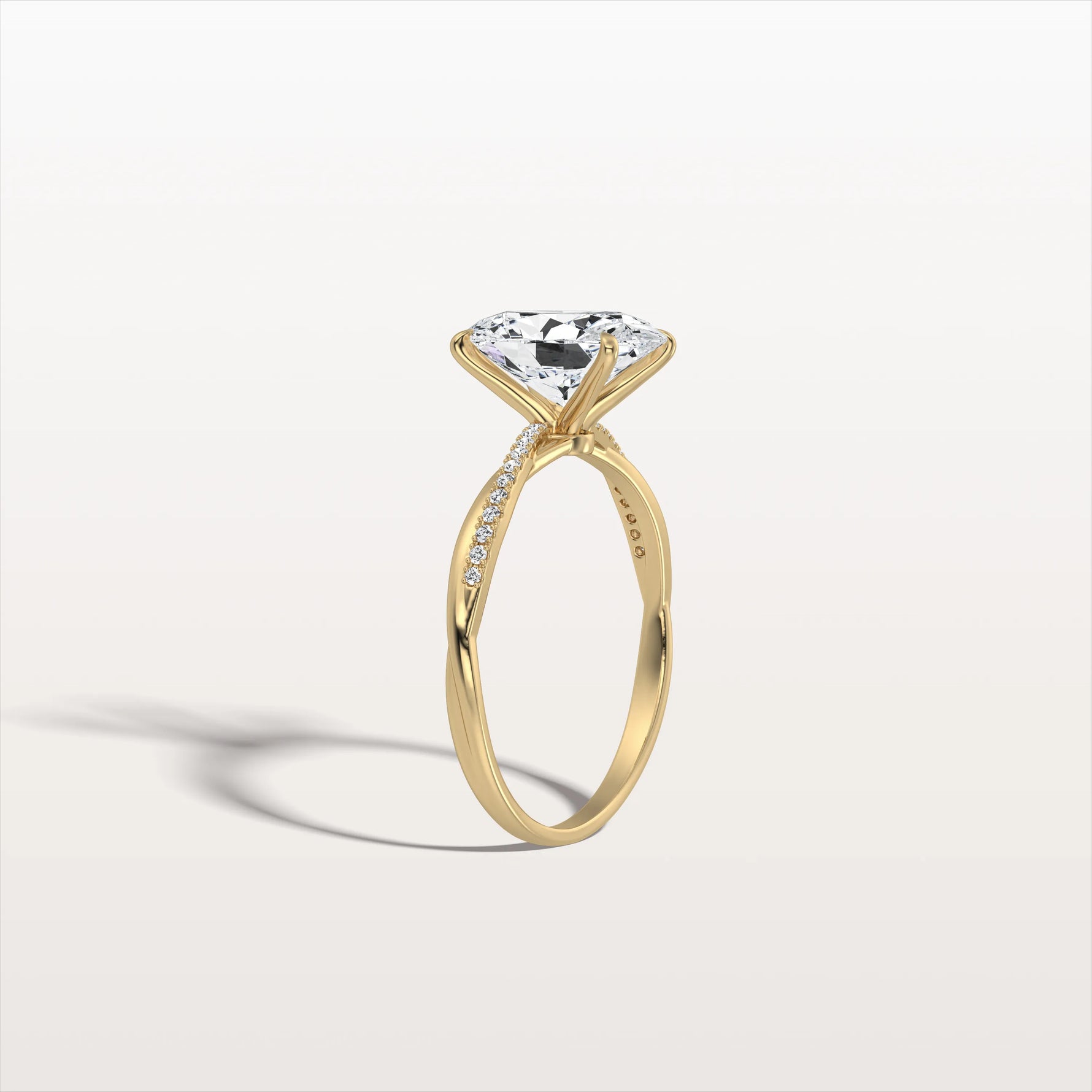 2CT Oval Cut Lab Diamond Twisted Engagement Ring In Solid Gold/Platinum - Rings