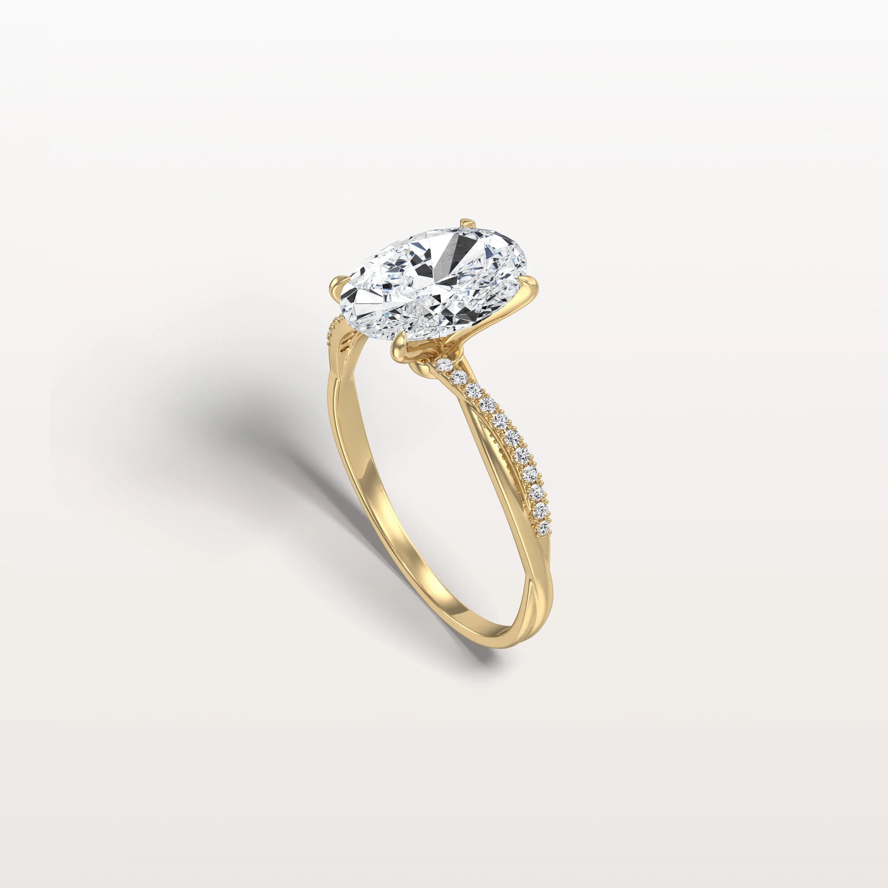 2CT Oval Cut Lab Diamond Twisted Engagement Ring In Solid Gold/Platinum - Rings