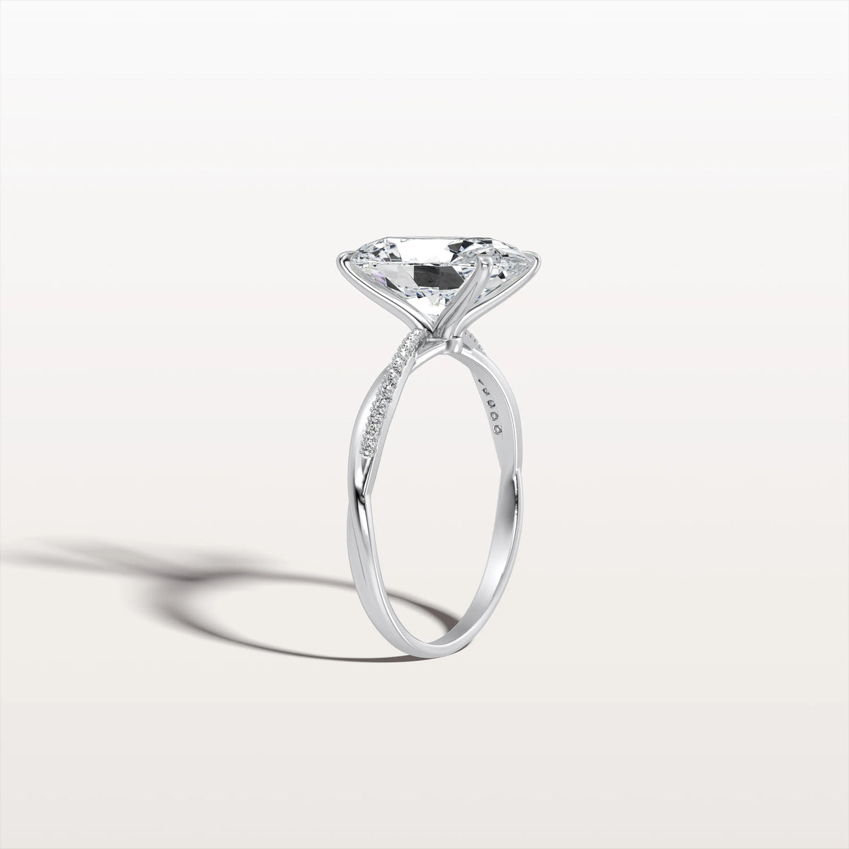3CT Oval Cut Lab Diamond Twisted Engagement Ring In Solid Gold/Platinum - Rings