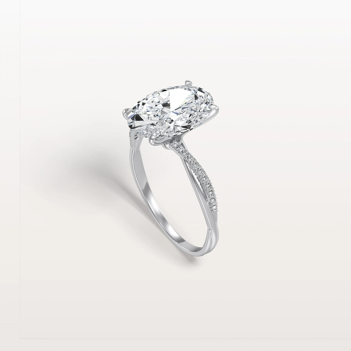 3CT Oval Cut Lab Diamond Twisted Engagement Ring In Solid Gold/Platinum - Rings
