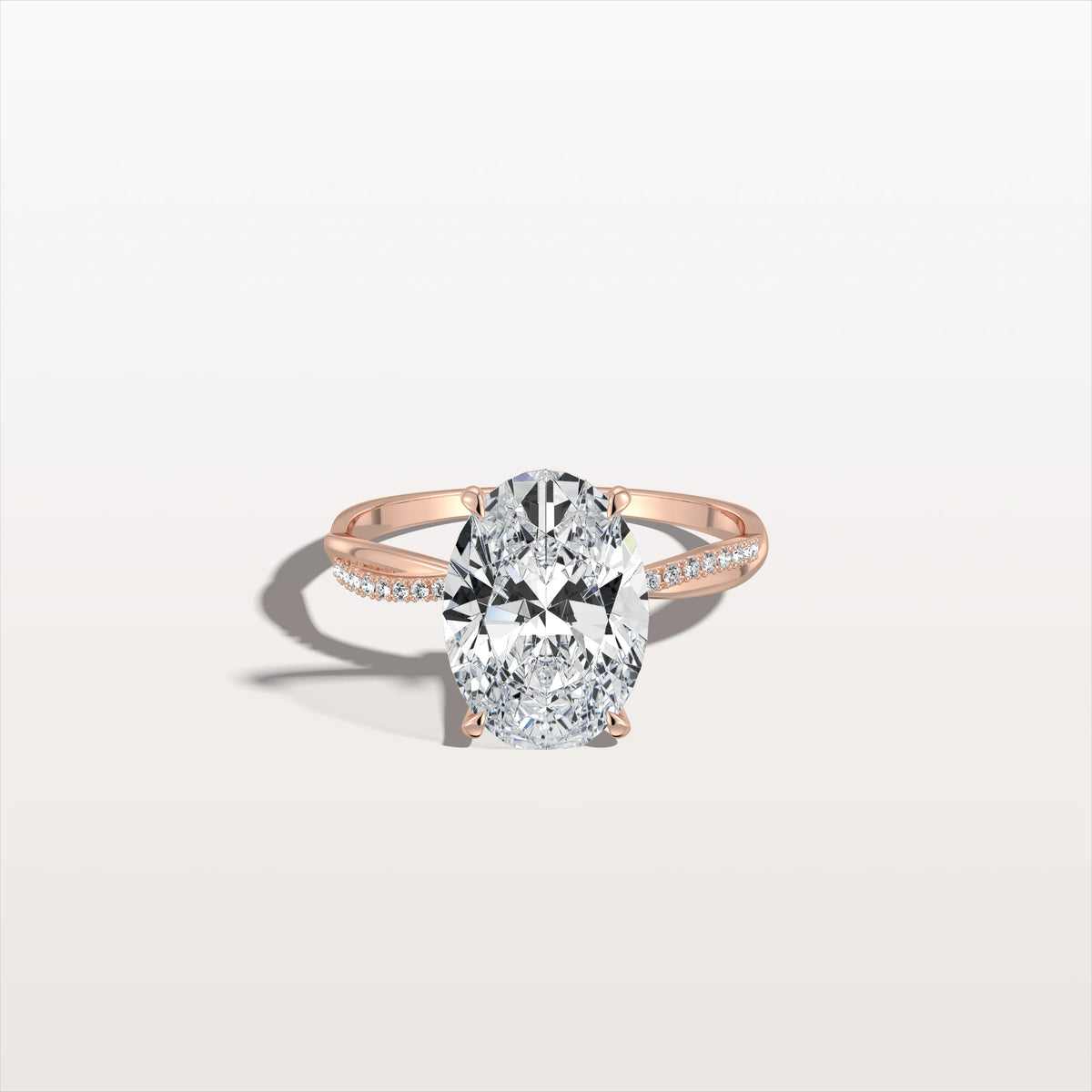 3CT Oval Cut Lab Diamond Twisted Engagement Ring In Solid Gold/Platinum - Rings