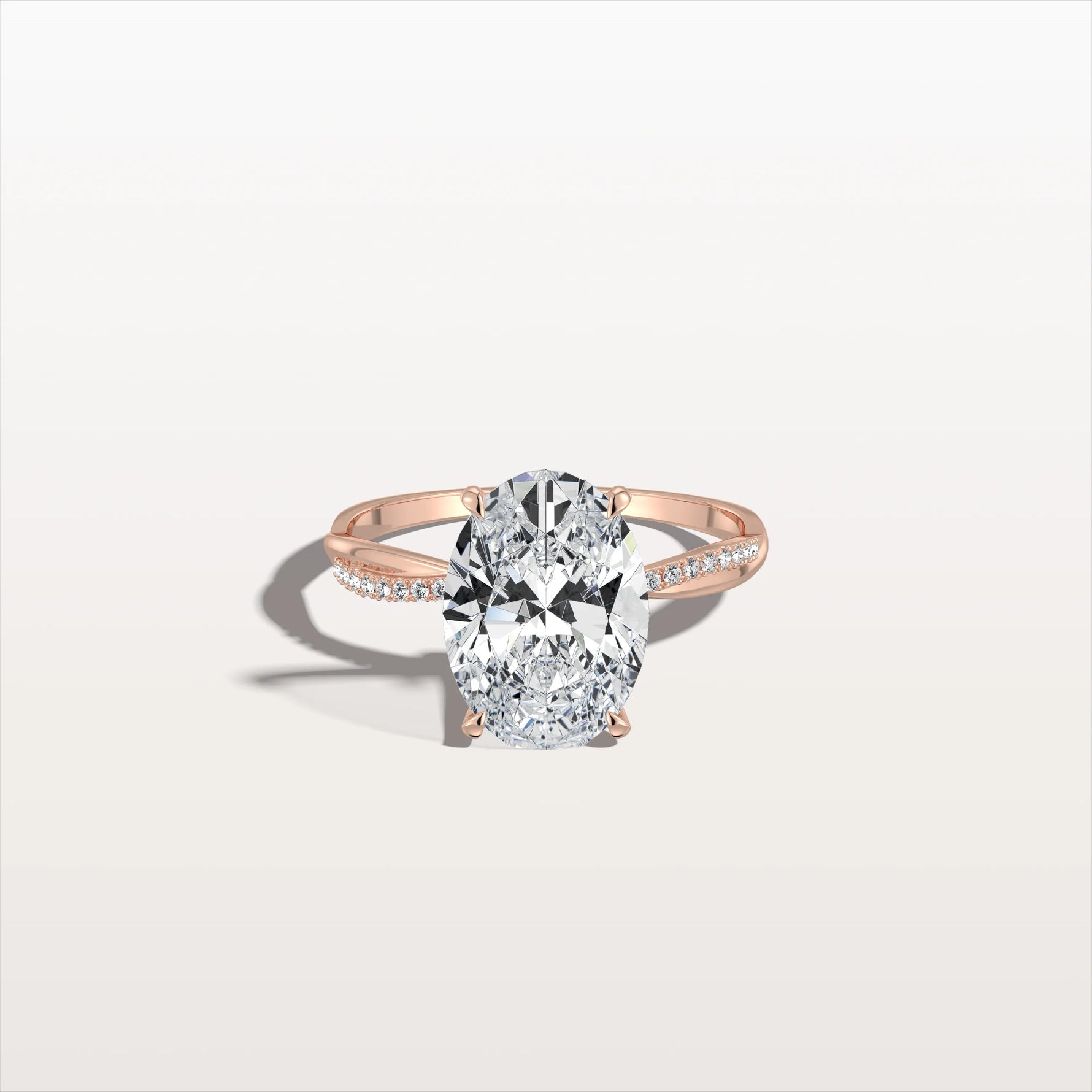 3CT Oval Cut Lab Diamond Twisted Engagement Ring In Solid Gold/Platinum - Rings