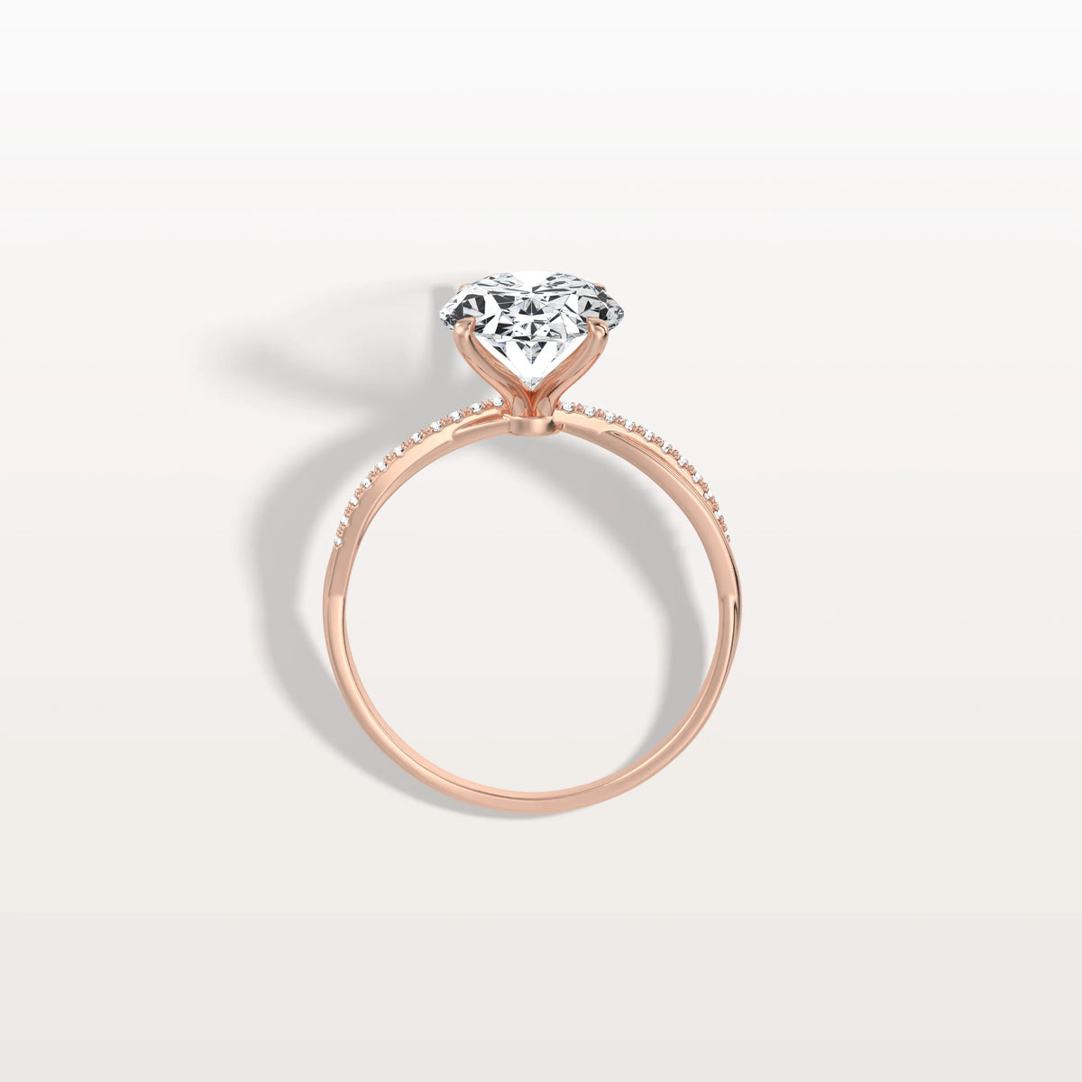 3CT Oval Cut Lab Diamond Twisted Engagement Ring In Solid Gold/Platinum - Rings