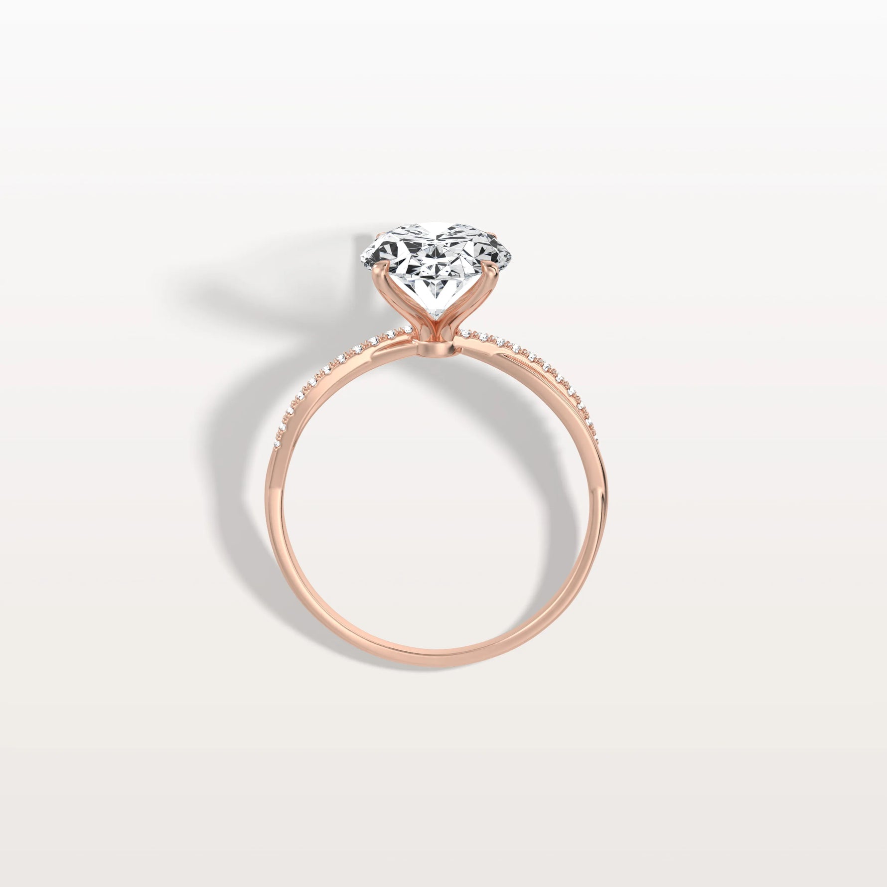 3CT Oval Cut Lab Diamond Twisted Engagement Ring In Solid Gold/Platinum - Rings