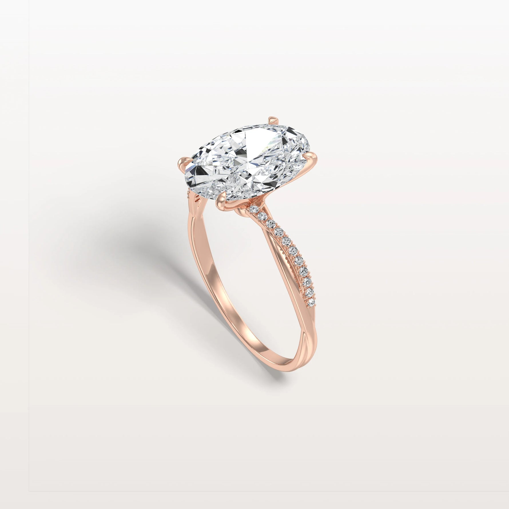 3CT Oval Cut Lab Diamond Twisted Engagement Ring In Solid Gold/Platinum - Rings