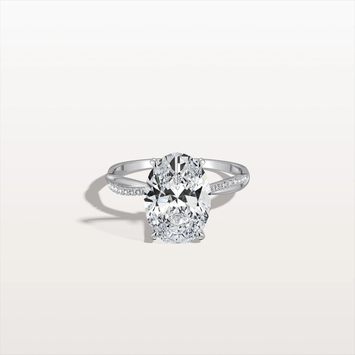 3CT Oval Cut Lab Diamond Twisted Engagement Ring In Solid Gold/Platinum - Rings