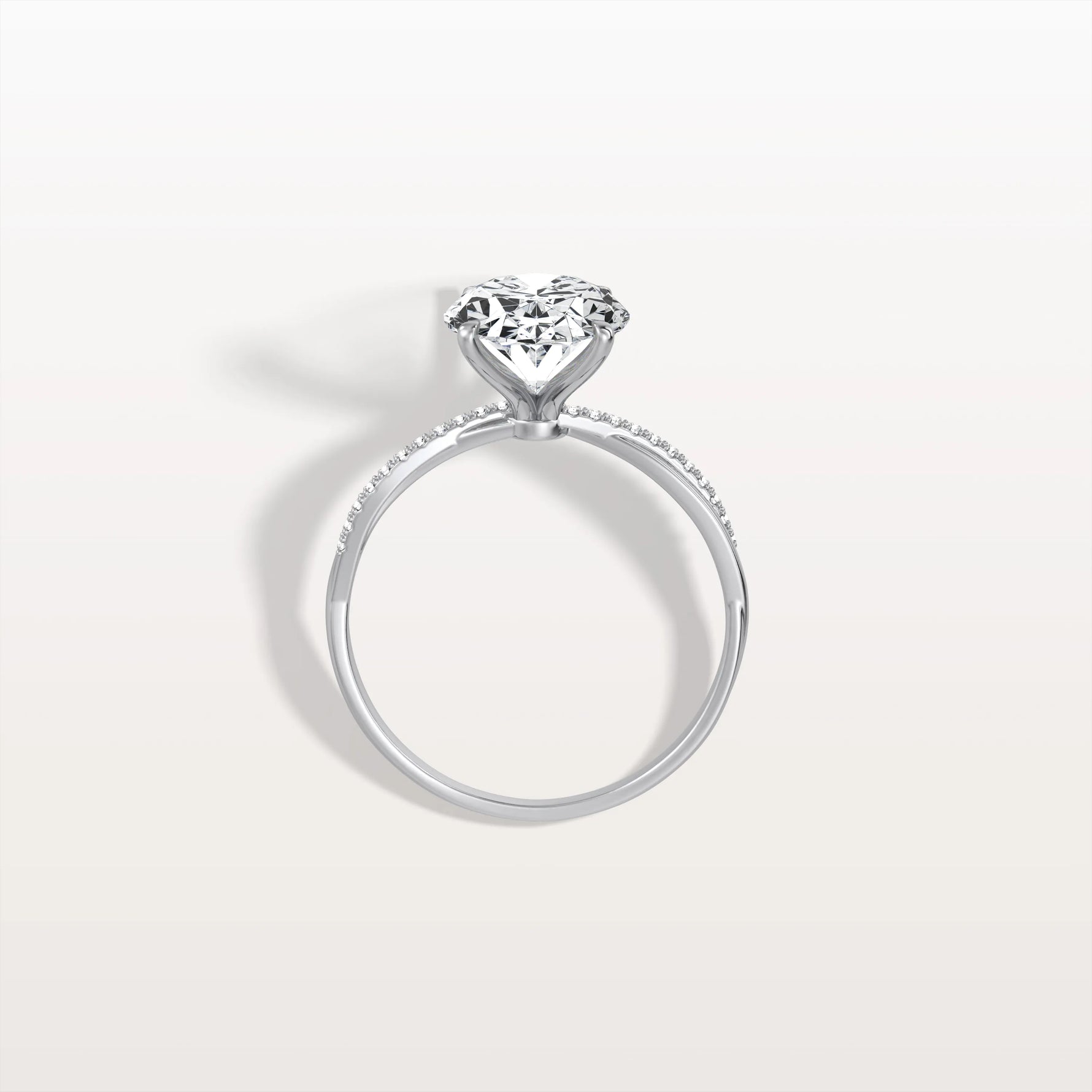 3CT Oval Cut Lab Diamond Twisted Engagement Ring In Solid Gold/Platinum - Rings