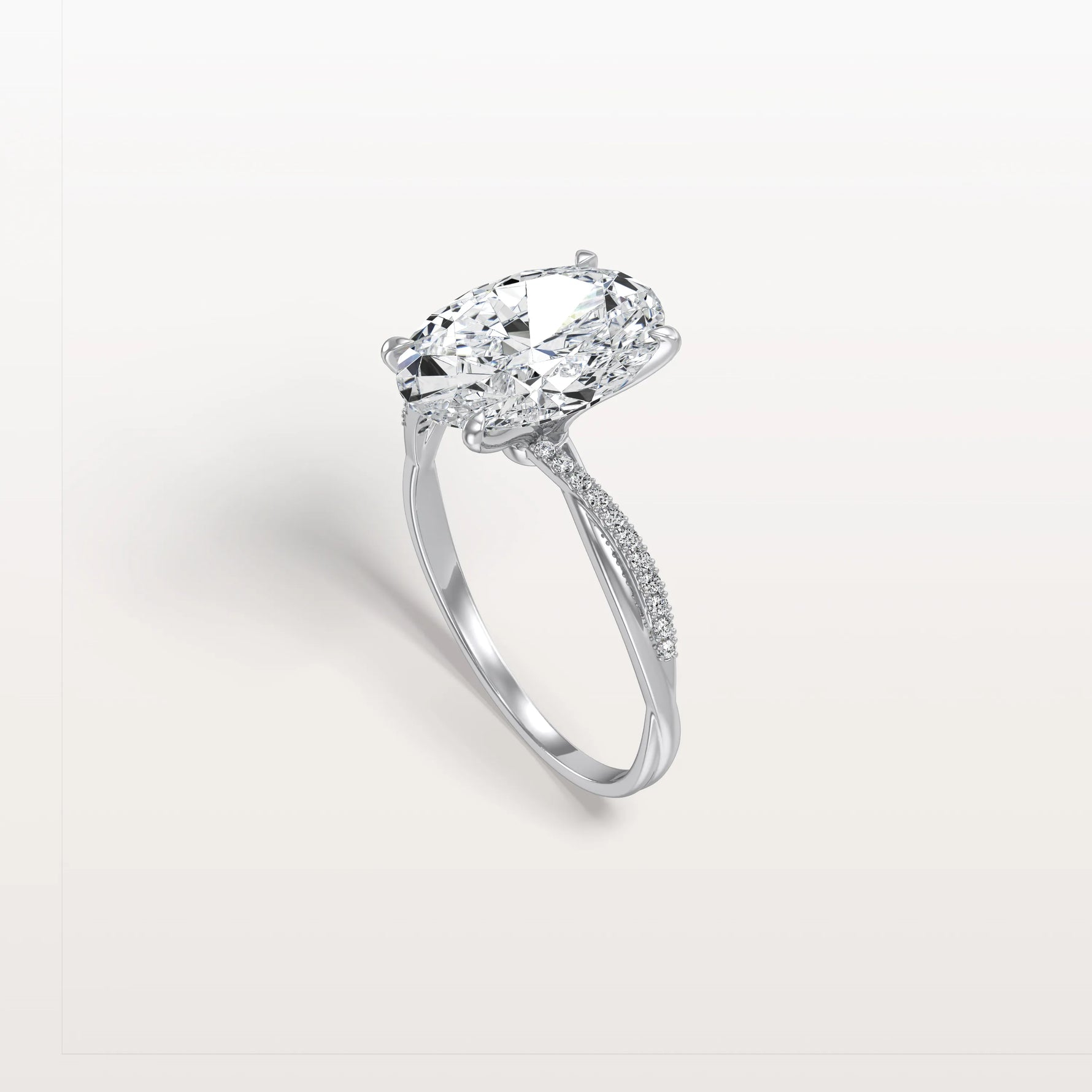 3CT Oval Cut Lab Diamond Twisted Engagement Ring In Solid Gold/Platinum - Rings