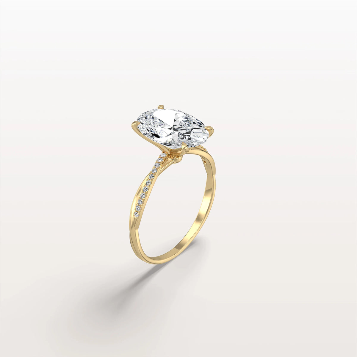 3CT Oval Cut Lab Diamond Twisted Engagement Ring In Solid Gold/Platinum - Rings