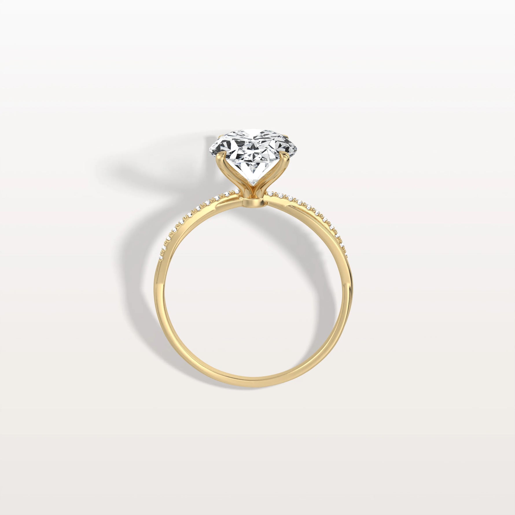 3CT Oval Cut Lab Diamond Twisted Engagement Ring In Solid Gold/Platinum - Rings