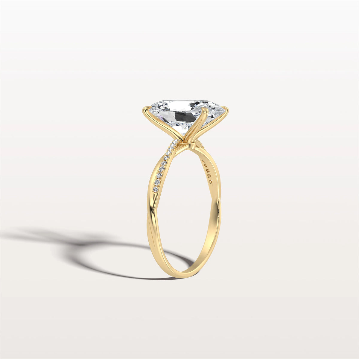 3CT Oval Cut Lab Diamond Twisted Engagement Ring In Solid Gold/Platinum - Rings