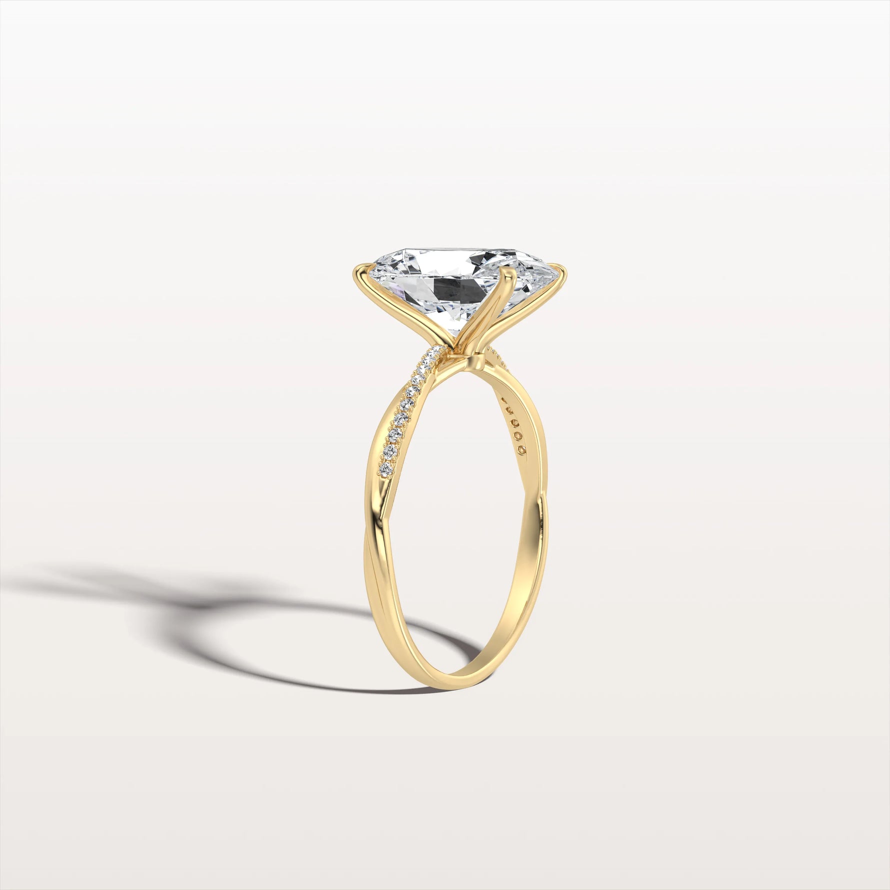 3CT Oval Cut Lab Diamond Twisted Engagement Ring In Solid Gold/Platinum - Rings