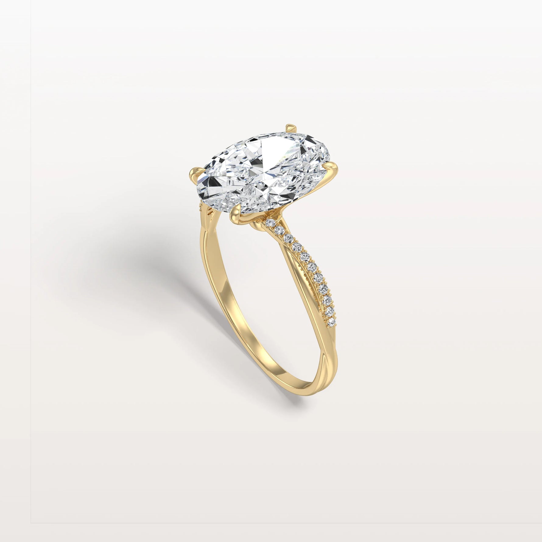 3CT Oval Cut Lab Diamond Twisted Engagement Ring In Solid Gold/Platinum - Rings