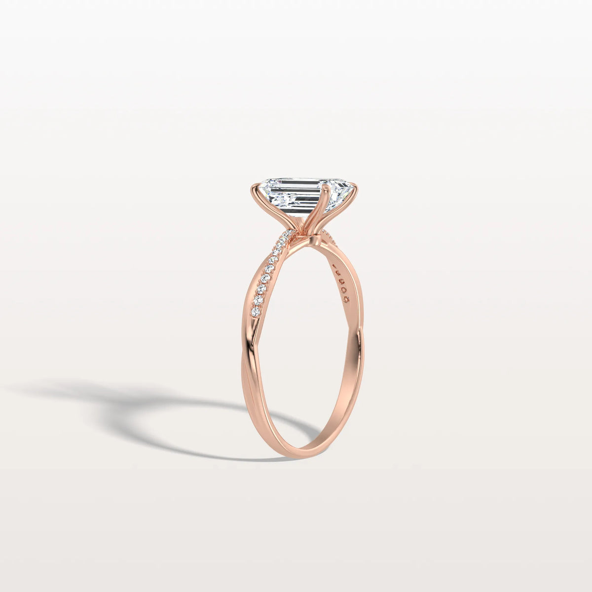 1CT Emeral Cut Lab Diamond Twisted Engagement Ring In Solid Gold/Platinum - Rings