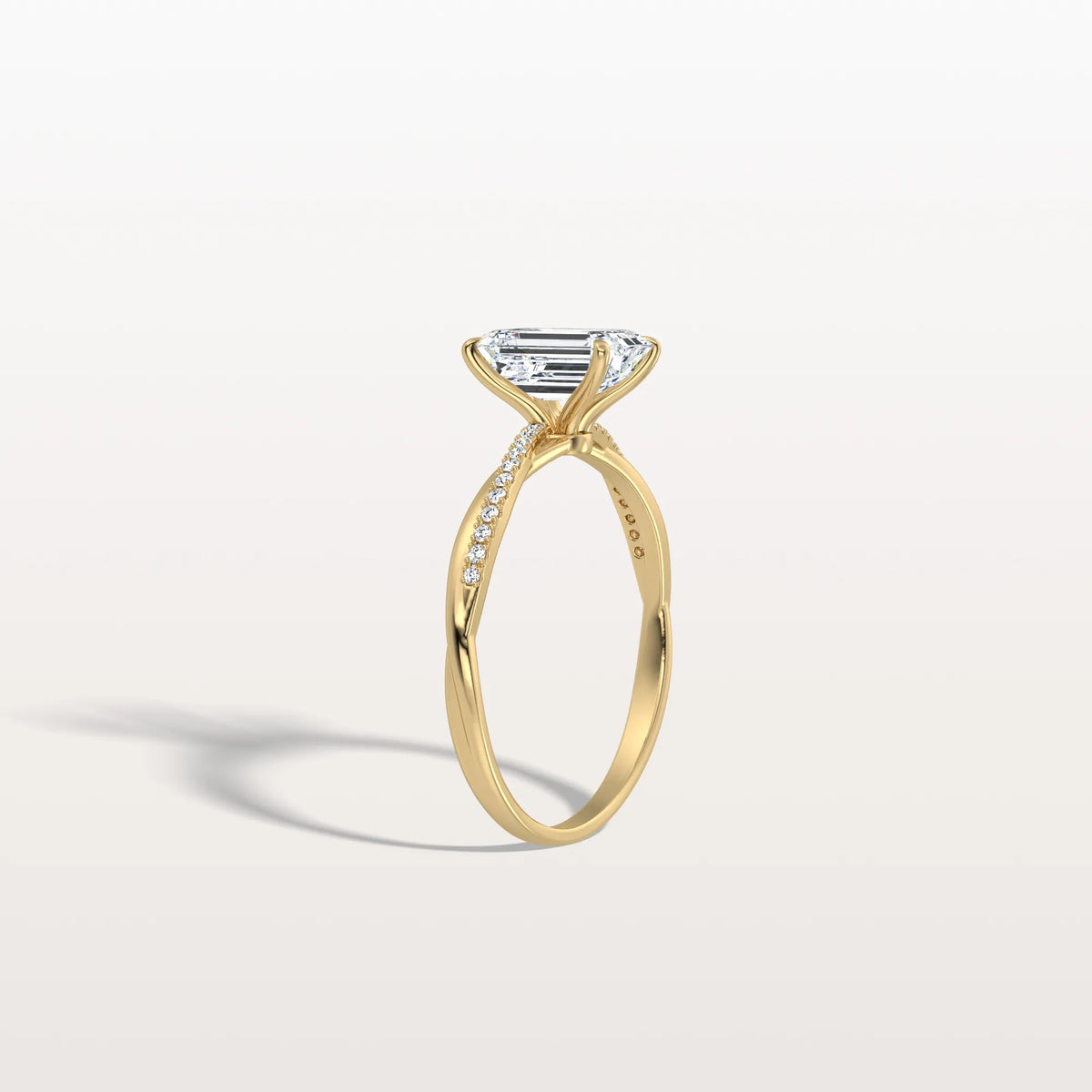 1CT Emeral Cut Lab Diamond Twisted Engagement Ring In Solid Gold/Platinum - Rings