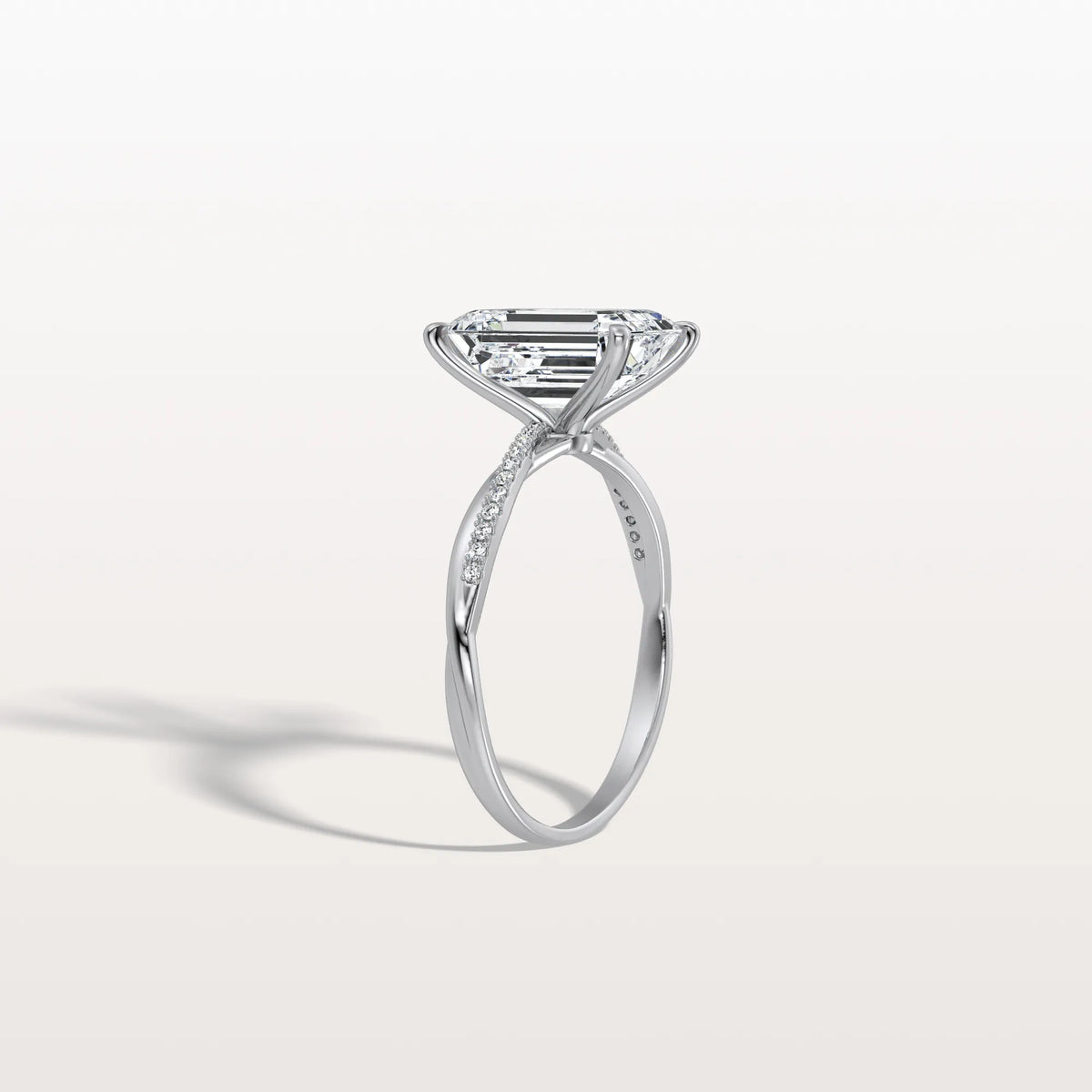 3CT Emeral Cut Lab Diamond Twisted Engagement Ring In Solid Gold/Platinum - Rings