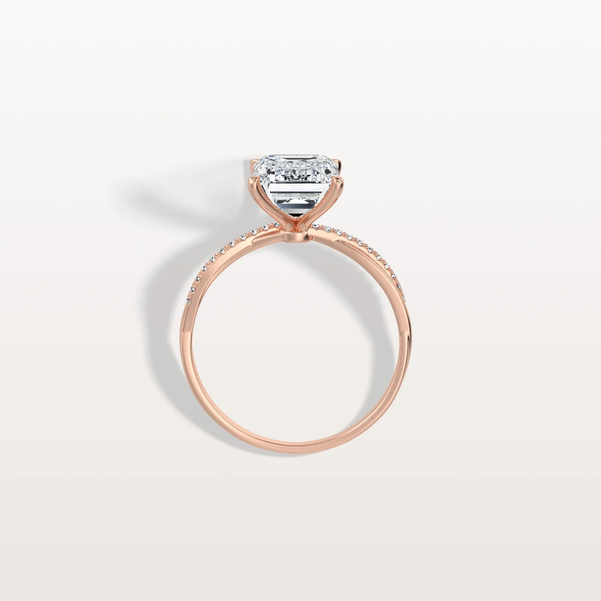 3CT Emeral Cut Lab Diamond Twisted Engagement Ring In Solid Gold/Platinum - Rings