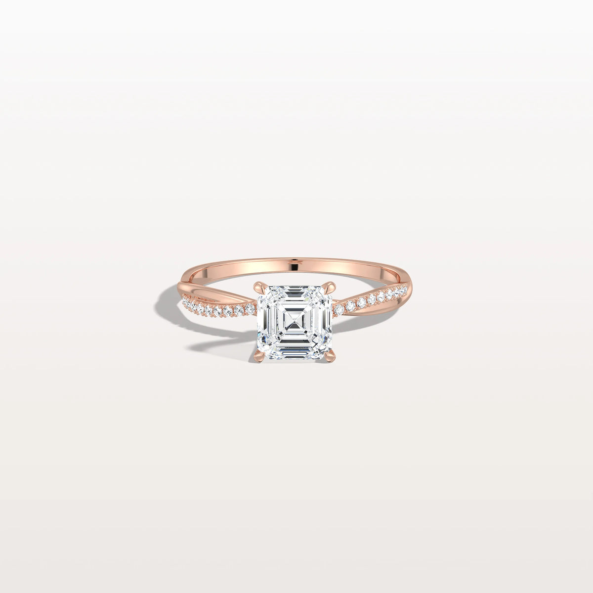 1CT Asscher Cut Lab Diamond Twisted Engagement Ring In Solid Gold/Platinum - Rings