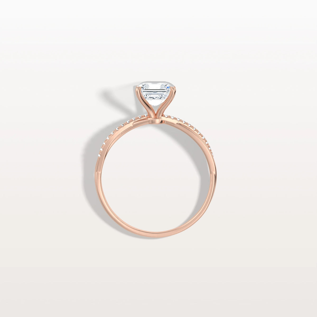 1CT Asscher Cut Lab Diamond Twisted Engagement Ring In Solid Gold/Platinum - Rings