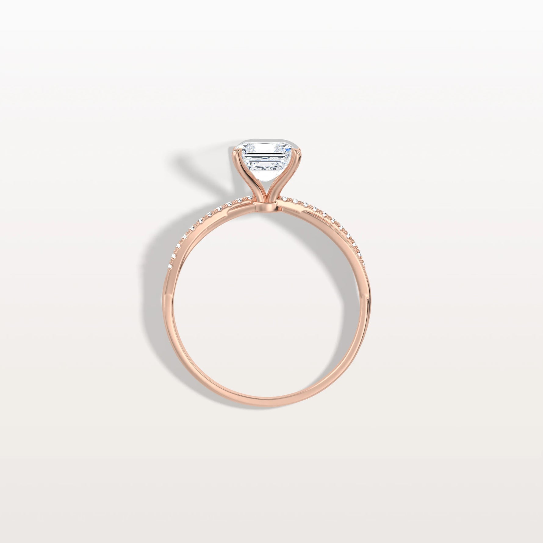1CT Asscher Cut Lab Diamond Twisted Engagement Ring In Solid Gold/Platinum - Rings