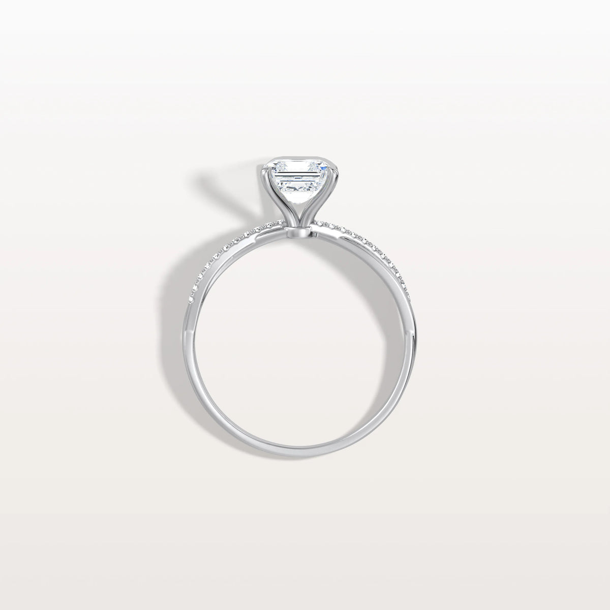 1CT Asscher Cut Lab Diamond Twisted Engagement Ring In Solid Gold/Platinum - Rings