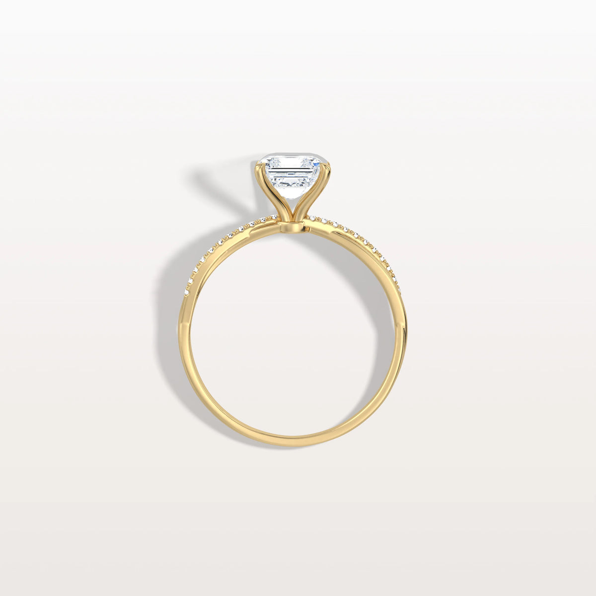 1CT Asscher Cut Lab Diamond Twisted Engagement Ring In Solid Gold/Platinum - Rings