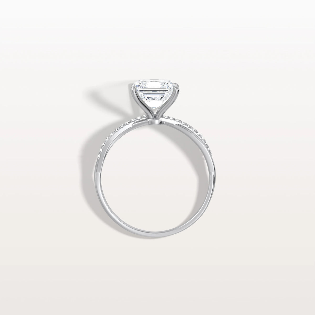 2CT Asscher Cut Lab Diamond Twisted Engagement Ring In Solid Gold/Platinum - Rings
